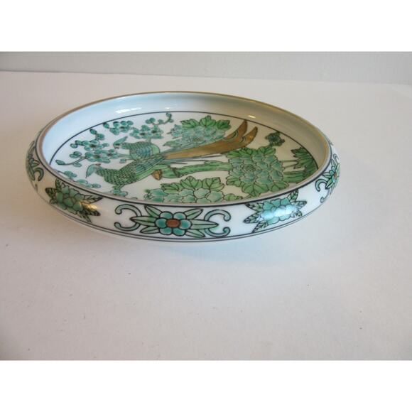 Gold Imari Hand painted Peacock Motif Porcelain Floral Pattern Small Dish - Picture 6 of 13